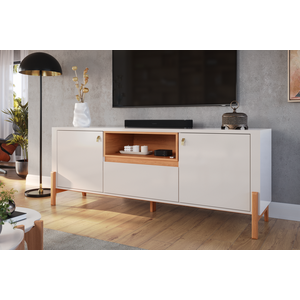 Rack Bancada para Tv Sala de Estar Gliss Lukaliam:off White New/jequitiba