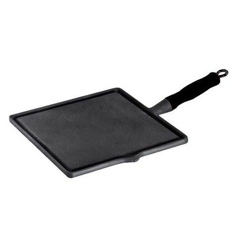 Bifeteira quadrada lisa com cabo de silicone Preto 26x26cm