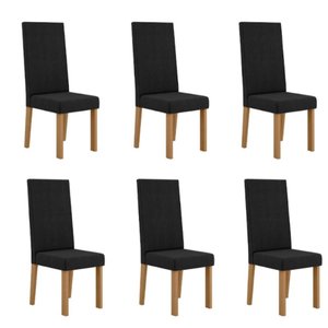 Kit 6 Cadeiras Nice com Espaldar – Tecido Veludo Suede Pés em Mdf com Sapatilhas Plásticas Mel/