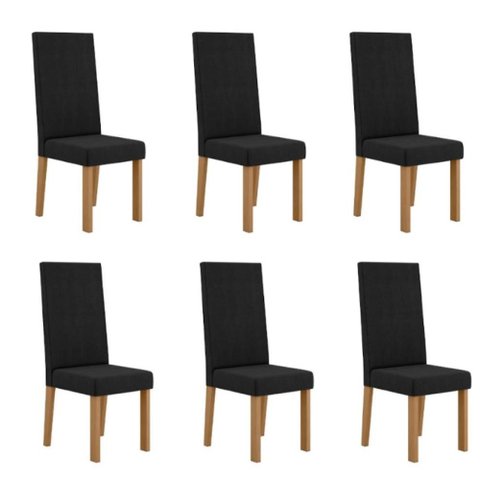 Kit 6 Cadeiras Nice com Espaldar – Tecido Veludo Suede Pés em Mdf com Sapatilhas Plásticas Mel/