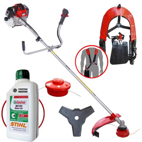 Roçadeira Toyama Rt52-l 52cc 2hp 10.000rpm C/ Faca 3 Pontas e Cabeçote + Óleo Stihl 2t