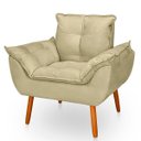 Ver imagem 5 de Kit 2 Poltrona Opala Bege Suede Decorativa para Sala Escritório Biselos-Decor