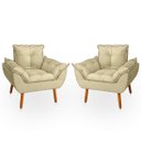 Ver imagem 1 de Kit 2 Poltrona Opala Bege Suede Decorativa para Sala Escritório Biselos-Decor