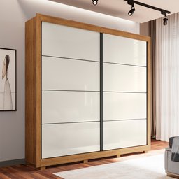 Guarda Roupa Casal 2 Portas de Correr Copacabana Cedro Areia - Saga Decor - 2