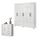 Ver imagem 1 de Cômoda Montevidéu e Guarda Roupa Casal Prático Branco - Demóbile