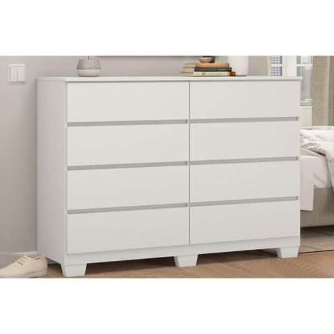 Cômoda Casal Sintra 8 Gavetas Branco Demóbile
