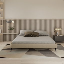 Base Bi Partida Slim Casal em Linho Bege sem Cabeceira Skybox - 1