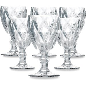 Jogo de Taças Diamond Vidro 340ml Suco Vinho Refrigerante Água 6 Unidades Transparente