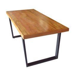 Mesa Industrial Lanna Madeira Maciça com Ferragem Preta 3,00x1,00 - 3
