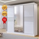 Ver imagem 6 de Guarda-roupa Casal Ripado 3 Portas de Correr com Espelho 100% Mdf Cristal