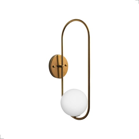 Luminária de Parede Arandela Pendulo Dourado-fosco C/ Globo de Vidro Leitoso 1xg9 Bivolt
