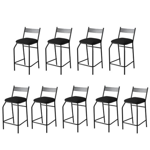 Kit 9 Banquetas Gourmet Para Bancada Ou Cozinha Ibiza Preto