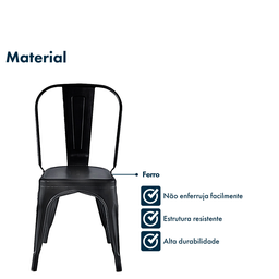 Cadeira Tolix Iron Aço Metal Industrial Preta - 9