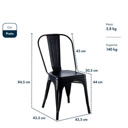 Cadeira Tolix Iron Aço Metal Industrial Preta - 8