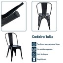 Ver imagem 3 de Cadeira de Jantar Tolix Iron Aço Reforçado Empilhavel Garden Life Cor Preto