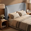 Ver imagem 1 de Cabeceira para Cama Box Casal Padrão Liah 140cm Linho Cinza - Desk Design