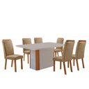 Ver imagem 3 de Conjunto de Jantar Isadora 6 Lugares Tampo em Vidro Cadeiras Estofadas Off White 180cm Moderna