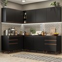 Ver imagem 1 de Armário de Cozinha Completa de Canto 382cm Preto Reims Madesa 02