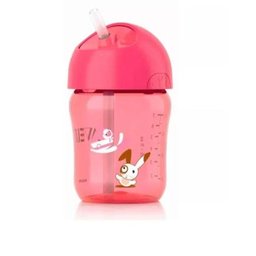 Copo de Transição Philips Avent com Canudo de Silicone Rosa 12M+ - 1