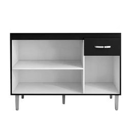 Balcão de Pia 3 Portas Gabriela 120cm Preto sem Tampo Ajl Móveis - 2