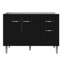 Ver imagem 1 de Balcão de Pia 3 Portas Gabriela 120cm Preto sem Tampo Ajl Móveis