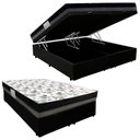 Ver imagem 1 de Cama Box Baú Casal Sintético Bipartido + Colchão Ortobom Iso Dupla Face 60x138x188 Cor:preto