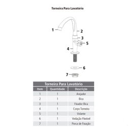 Torneira De Mesa Banheiro Bica Alta Móvel Linea Cromo Tigre - 5