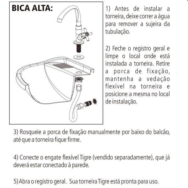 Torneira De Mesa Banheiro Bica Alta Móvel Cross ABS Tigre - 7