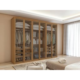Guarda-roupa Casal Solaris 6 Portas com Vidro Fumê Amendoa Clean - 2
