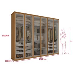 Guarda-roupa Casal Solaris 6 Portas com Vidro Fumê Amendoa Clean - 4
