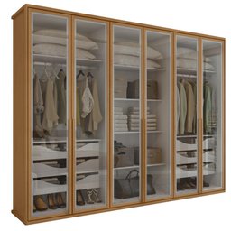 Guarda-roupa Casal Solaris 6 Portas com Vidro Fumê Amendoa Clean - 1