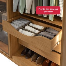 Guarda-roupa Casal Solaris 6 Portas com Vidro Fumê Amendoa Clean - 7