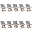 Ver imagem 1 de Kit 10 Cadeiras Estofadas Giratória para Sala de Jantar Lia Suede Cinza - Ibiza