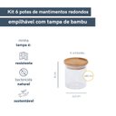 Ver imagem 3 de KIT 6 POTES DE VIDRO EMPILHÁVEL HERMÉTICO TAMPA BAMBU 200ML