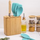 Ver imagem 2 de KIT 6 POTES DE VIDRO EMPILHÁVEL HERMÉTICO TAMPA BAMBU 200ML