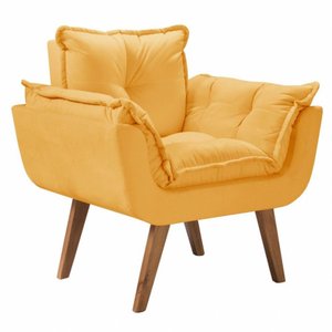 Poltrona Opalla 1 Lugar Suede Amarelo