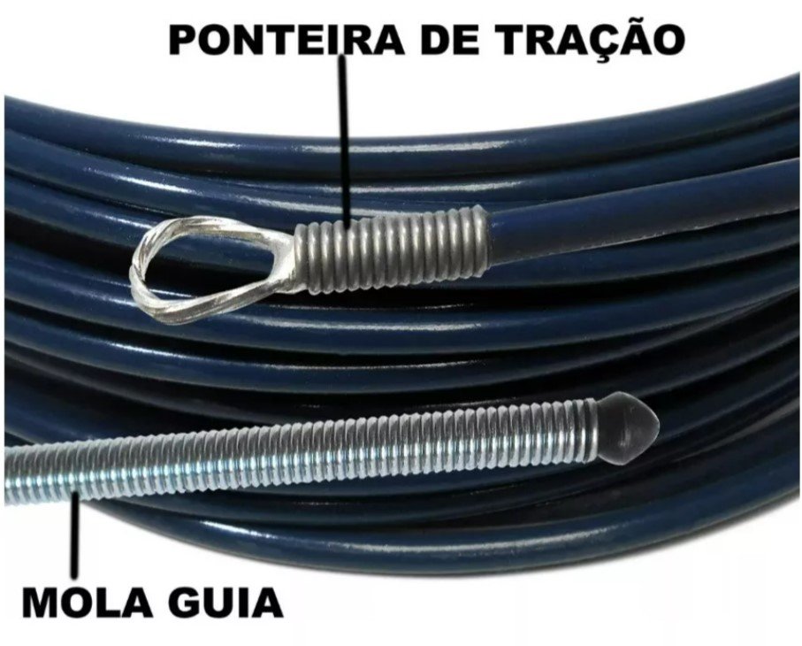 Puxa Fio Guia Sonda de Nylon com Alma de Aço Super Resistente Passa Fio 10 Metros Azul Profissional - 3