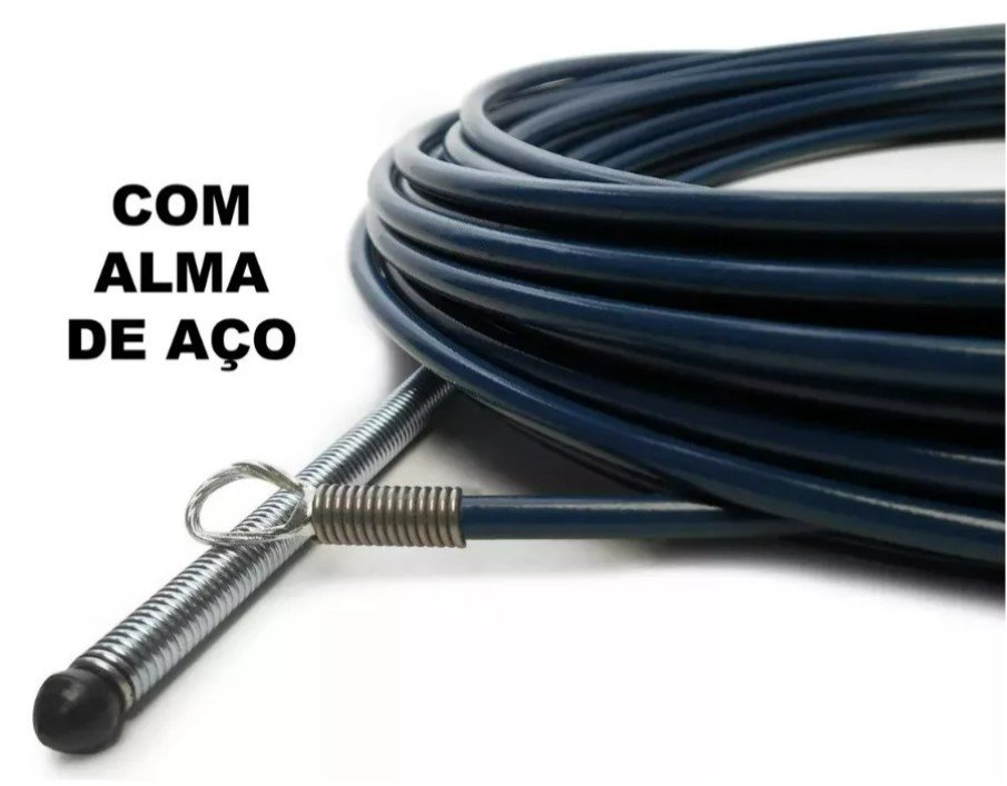 Puxa Fio Guia Sonda de Nylon com Alma de Aço Super Resistente Passa Fio 10 Metros Azul Profissional - 2