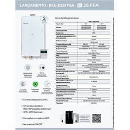 Aquecedor de Água a Gás Rinnai 35 Litros E35 Fea para Glp (digital com Controle) - 8