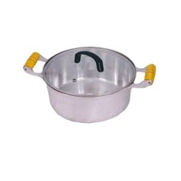 Caçarola Alumínio Fundido Alça Madeira Tampa de Vidro 40cm - 1