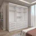 Ver imagem 6 de Guarda-roupa Casal Ferrara 3 Portas 9 Gavetas com Espelho Branco - Panorama Móveis