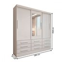 Ver imagem 5 de Guarda-roupa Casal Ferrara 3 Portas 9 Gavetas com Espelho Branco - Panorama Móveis