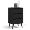 Mesa de Cabeceira 3 Gavetas com Pés Palito Retro Wood:preto - 1