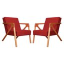 Ver imagem 1 de Conjunto 2 Poltronas Monalisa Com Braços de Madeira Suede Vermelho - LM DECOR