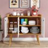 Aparador Buffet Wood 3 Portas Cantinho Café Prateleira Organizadora Pés Retrô - Nature|Off White - 2