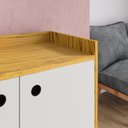 Ver imagem 4 de Aparador Buffet Wood 3 Portas Cantinho Café Prateleira Organizadora Pés Retrô - Nature|Off White