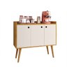 Aparador Buffet Wood 3 Portas Cantinho Café Prateleira Organizadora Pés Retrô - Nature|Off White - 1