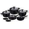 Jogo Panelas e Pires Térmico Caçarolas Frigideiras Antiaderente Tripla Camada de Mármore Indução Coz - 5