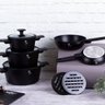 Jogo Panelas e Pires Térmico Caçarolas Frigideiras Antiaderente Tripla Camada de Mármore Indução Coz - 4
