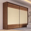 Ver imagem 1 de Roupeiro Milano MDF 4 Gavetas 2 Portas Correr Itaúba Âmbar/Off White MIL124